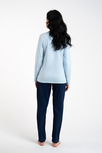 Arietta Dámské pyžamo s dlouhým rukávem a kalhoty Italian Fashion - modrá barva