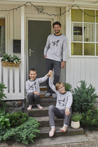 Tikal Pánské dlouhé kalhoty s dlouhým rukávem Italian Fashion - melange/graphite