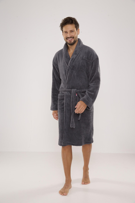 811 De Lafense pánský plyšový župan - šedý