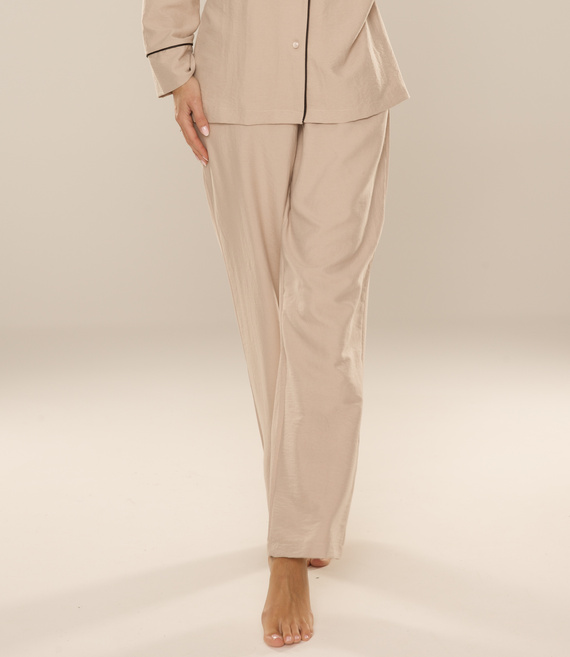 Maeve 875 De Lafense dámské pyžamové kalhoty - dlouhé, hladké, s kapsami - pískové