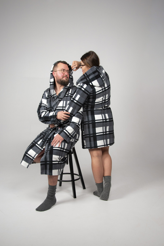 034 Pánský župan s kapucí De Lafense - hřejivý, měkký a pohodlný | Ideální pro domov a lázně