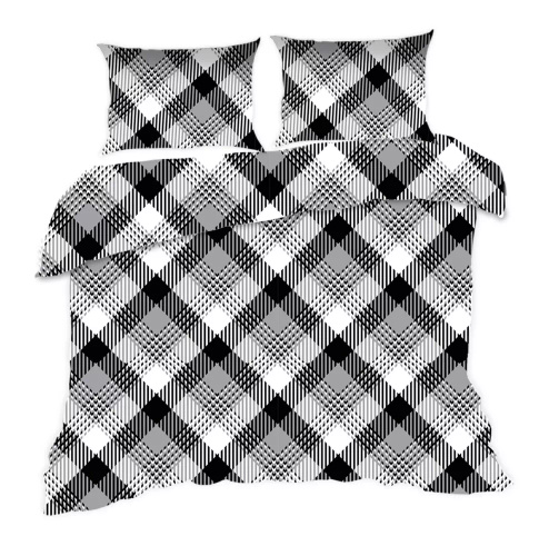 1754N Bavlněné povlečení Classic E24 Karo peplite check black white- 100% bavlna, odolné, barevné, 2dílná sada