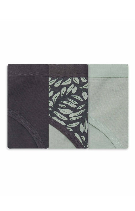 36508-K082 Henderson Dámské bavlněné bikiny v grafitově olivové barvě, 3 balení