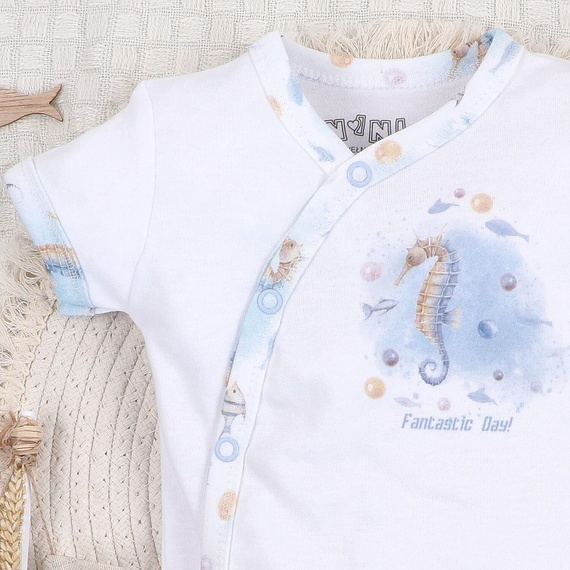 ABN-5444 Sea Of Joy Nini obálkové body s krátkým rukávem - organická bavlna, pro kojence