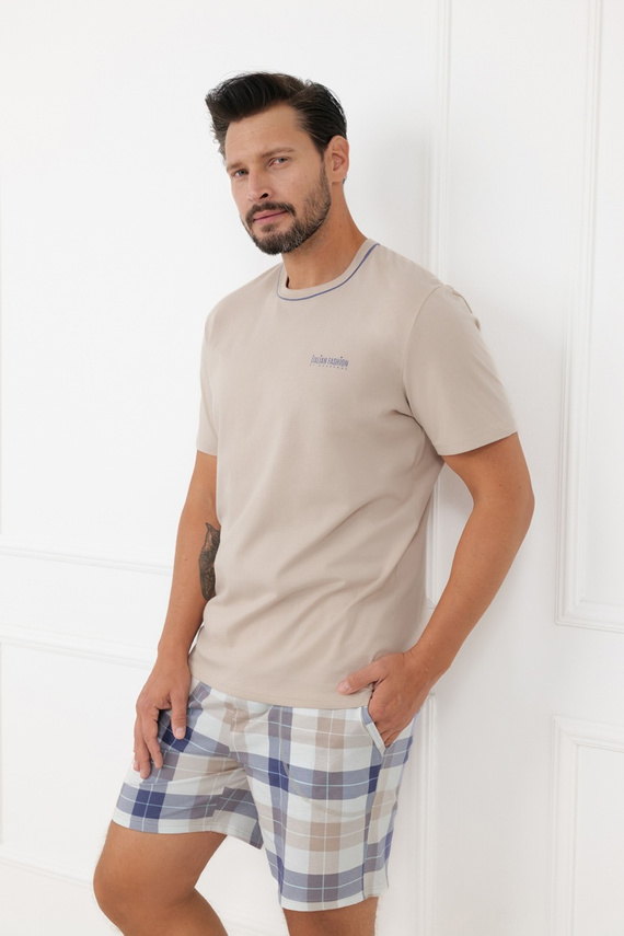 Pánské pyžamo Juno Italian Fashion 100% bavlna krátký rukáv šortky