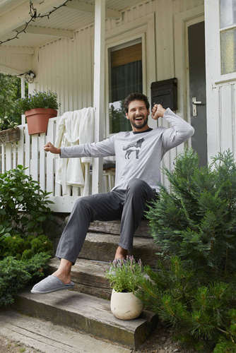 Tikal Pánské dlouhé kalhoty s dlouhým rukávem Italian Fashion - melange/graphite