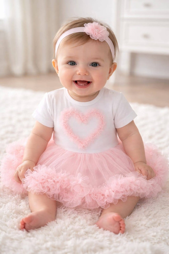 Body šaty Mia Bambarillo pro miminko s tylovou sukní elegantní apricot