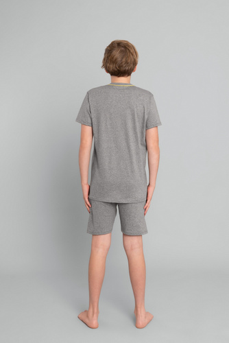 Chlapecké pyžamo Crazy Boys s krátkým rukávem, kalhoty Italian Fashion- medium melange