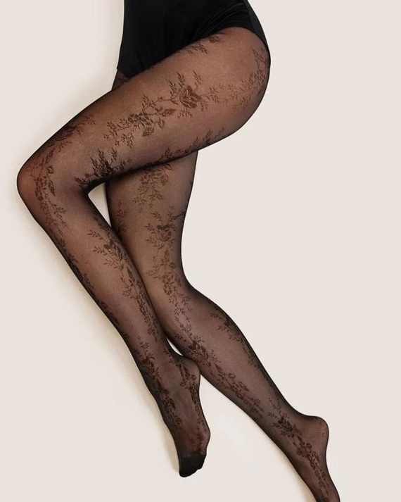 Punčochové kalhoty Gabriella Doris 30 den květinový vzor komfort