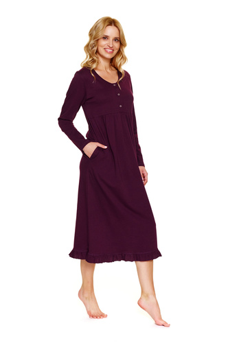 7318 Doctor Nap - Těhotenská a kojící noční košile z bavlny | Polská výroba - vínová
