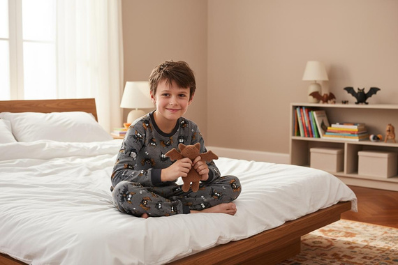 Chlapecké pyžamo Cornette Bat 2 264/182, 263/182 šedé - bavlna, dlouhý rukáv, vzor netopýra