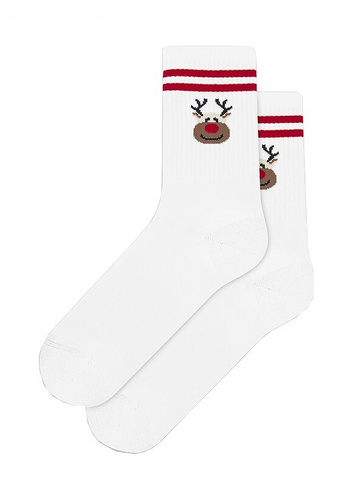 U04.N56 Gatta Christmas Socks - unisex bavlněné ponožky s vánočním motivem, vzor 998 white