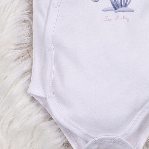 ABN-5474 Underwater World Nini obálkové body bílé - organická bavlna, krátký rukáv