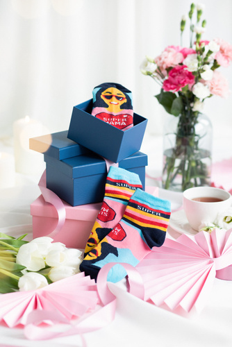 K89S Super Mama Foot Socks Italian Fashion - tmavě modrá/barevná