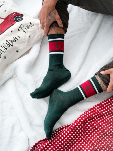 1290.040 Christmas tree sock - pánské vánoční ponožky Milena, lahvově zelené