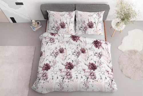 5222 B Pościel satynowa pudrowa różowa na jasnym tle Detexpol