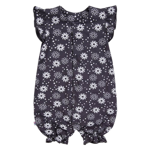 Dívčí ramínka EEVI - grafitová s květinami, 100% bavlna