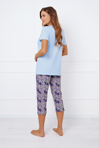 Carbonia Dámské pyžamo s krátkým rukávem, 3/4 kalhoty Italian Fashion - modrá/potisk