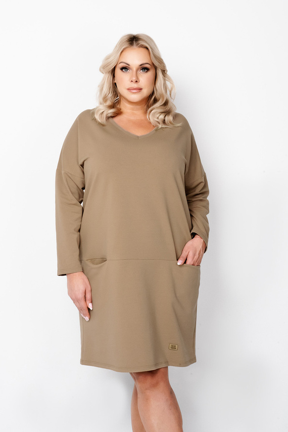 Karina dámská tunika s dlouhým rukávem Italian Fashion - camel