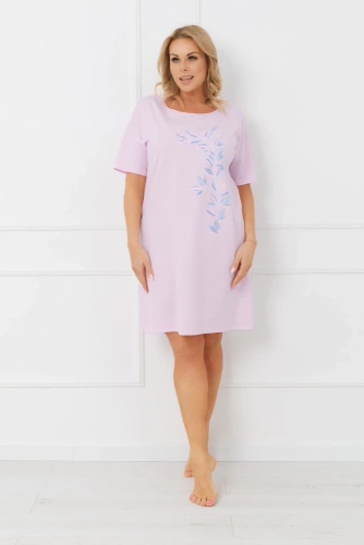 Dámská noční košile ERULA Italian Fashion z bavlněného žerzeje s krátkým rukávem - růžová