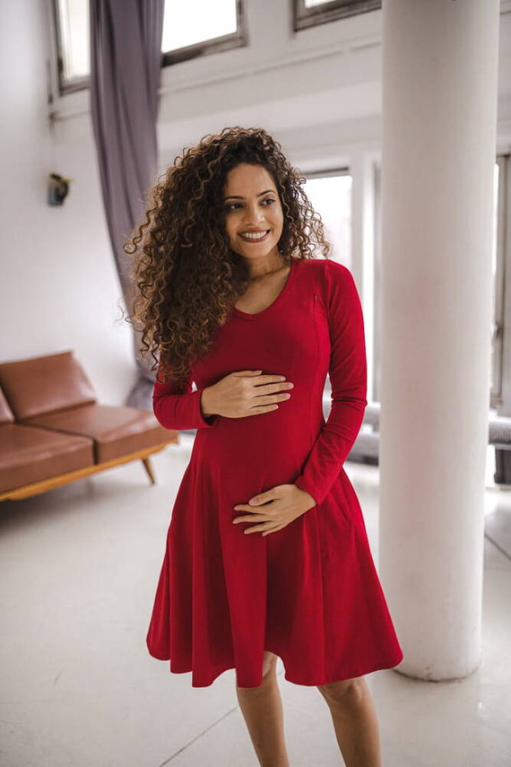Mama sukienka ciążowa i do karmienia Milk&Love karminowa czerwień