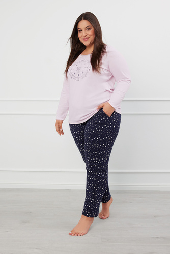 Arugia Dámské pyžamo s dlouhým rukávem, dlouhé kalhoty Italian Fashion - růžová/potisk