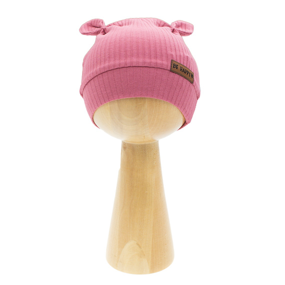 216054 Kšiltovka Lala Nicol - žebrovaná bavlna s elastanem, ušima a nášivkou Be happy