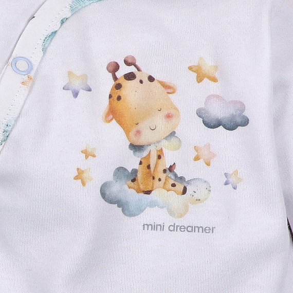 ABN-5602 Nini Little Dreamers obálkové body z organické bavlny pro kojence - bezniklové zapínání, 100% bezpečnost