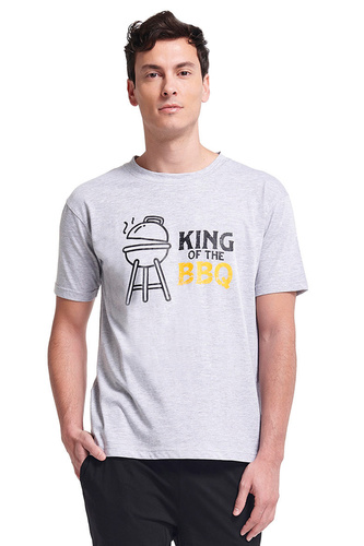 Gianny Pánské šedé pyžamo Sorbetto - krátký rukáv, šortky, potisk, bavlna