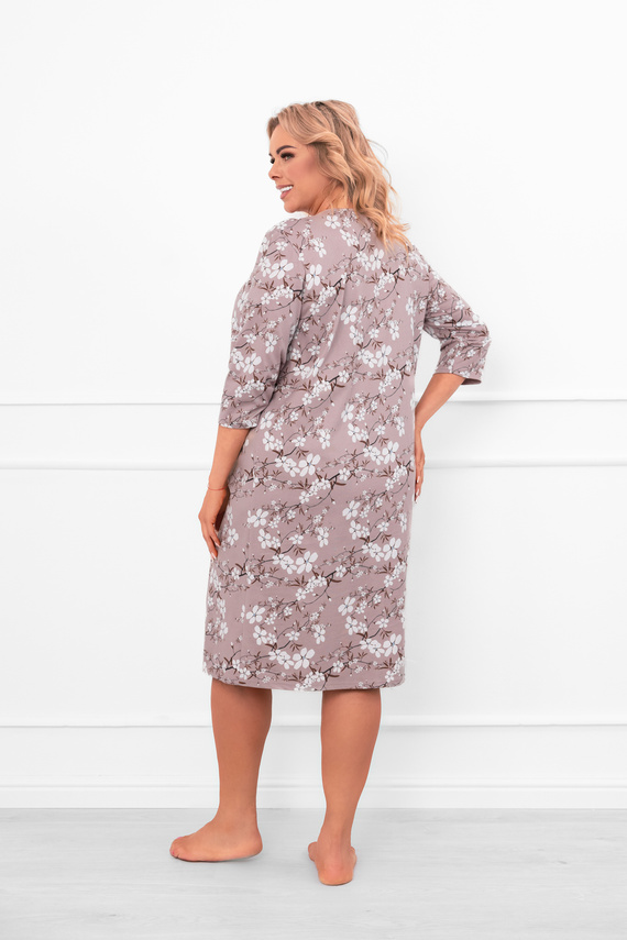 Dámská noční košile Oshima z bavlny s 3/4 rukávy a květinovým vzorem Italian Fashion