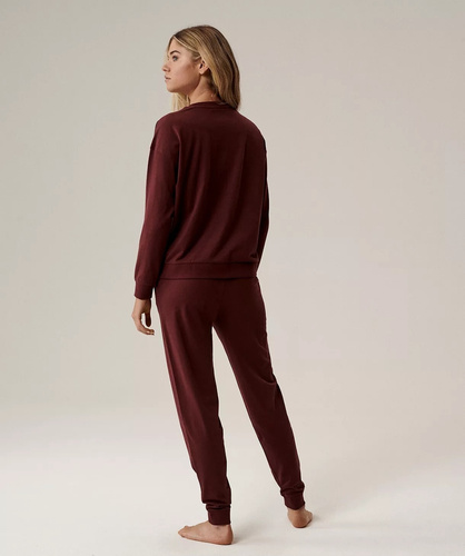 Dámské pyžamo Atlantic NLP-499 vínové - bavlněné, s dlouhým rukávem, pohodlné a stylové