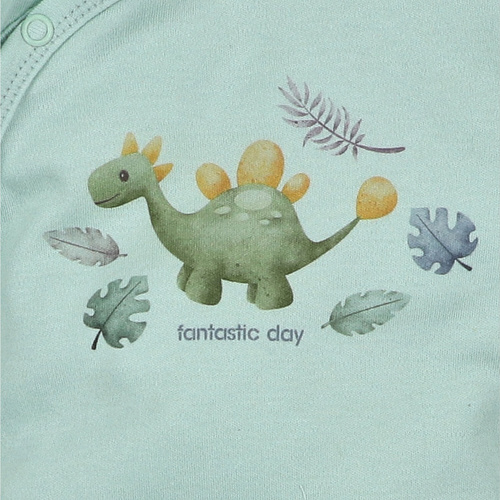 ABN-5568 Dino Explorer Nini dětský župan mátový | organická bavlna, zapínání na patentky