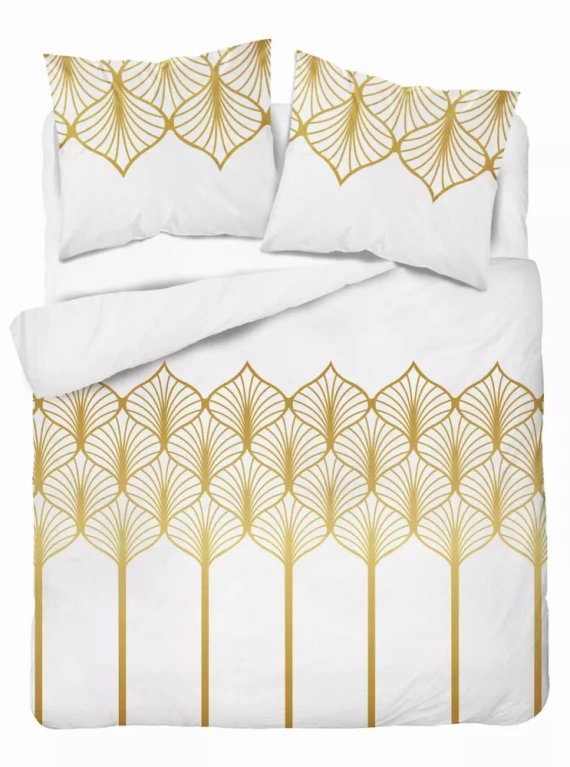 5225 B Pościel satynowa geometryczny motyw Detexpol biały