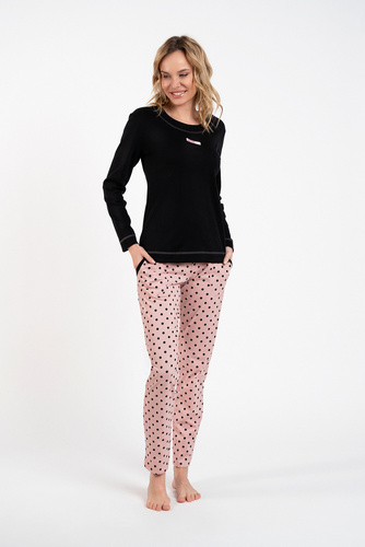 Bonilla Dámské pyžamo s dlouhým rukávem, dlouhé kalhoty Italian Fashion černá/potisk