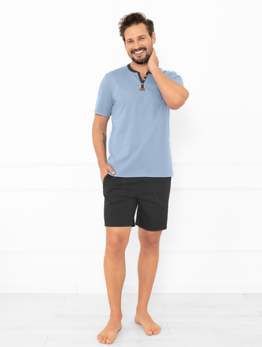 Julius Italian Fashion pánské pyžamo ocelové - krátké, bavlněné, elegantní