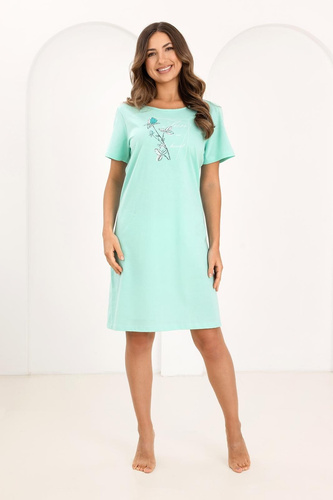 Dámská noční košile Regina 172 green- 100% bavlna, krátký rukáv, půlkulatý výstřih, potisk, délka ke kolenům