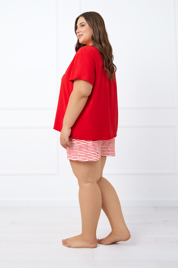 Flota Dámské pyžamo s krátkým rukávem, šortky Italian Fashion - červený potisk