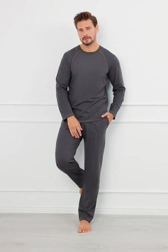 Salomon Pánské pyžamo s dlouhým rukávem, dlouhé kalhoty Italian Fashion - graphite/honey