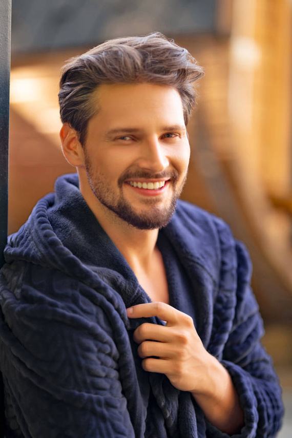 Zygmunt Pánský župan s kapucí Italian Fashion - tmavě modrý