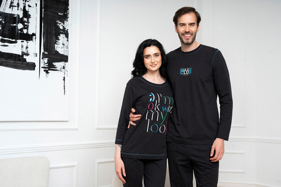 Dámské pyžamo Olza 3/4 rukávy, 3/4 kalhoty Italská móda - černá