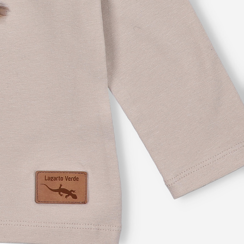 KAR-3004 Dívčí halenka s dlouhým rukávem Lagarto Verde beige - stylová, bavlna, polská výroba