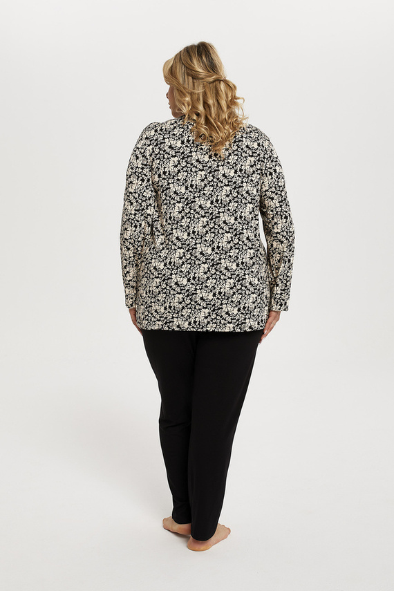 Abisynia Dámské pyžamo s dlouhým rukávem a dlouhými kalhotami Italian Fashion - potisk/černá barva