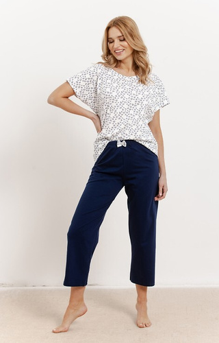 3418 Demi Dámské pyžamo Taro-bavlna, krátký rukáv, 3/4 dlouhé kalhoty