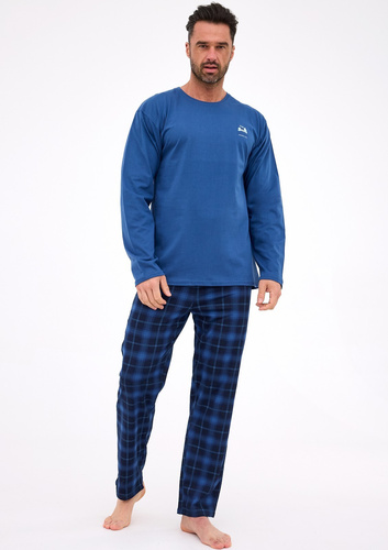 124/306 Denali Pánské džínové bavlněné pyžamo Cornette, dlouhý rukáv