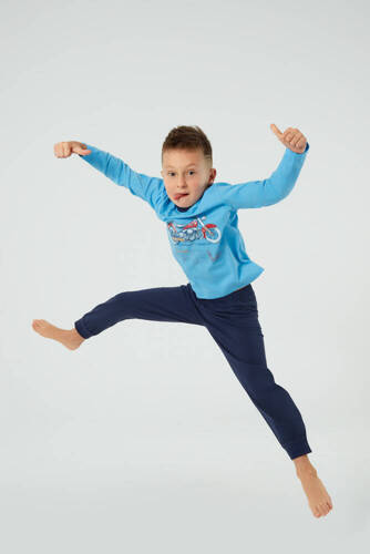 Pyžamo Junak pro chlapce s dlouhým rukávem a kalhotami Italian Fashion - modrá/zelená