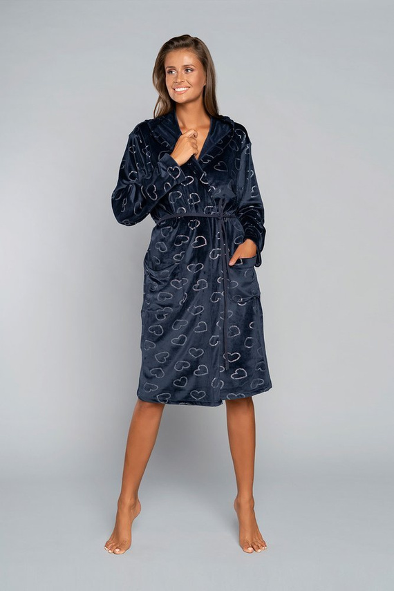 Elixir Dámský župan s kapsami Italian Fashion - červený/potisk