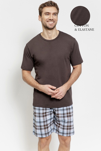 Taro 3578 Marcello pánské pyžamo bavlněné hnědé