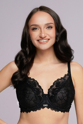 Soft 2253 Maxi Ava Bra Black - neprůhledná, krajková, vyztužená, bez kostic, stabilní s trojitým nastavením