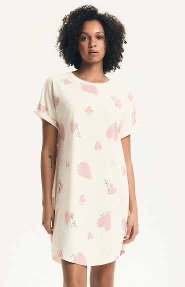 Dámská noční košile 44490 Emela peach Henderson, 100% bavlna, krátký rukáv, půlkulatý výstřih