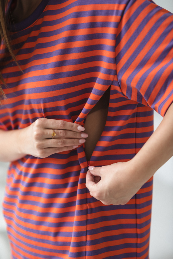 Mamahood Těhotenské a kojící tričko Milk&Love fialové a oranžové - pohodlné a stylové